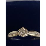 9ct gold diamond solitaire ring Size M