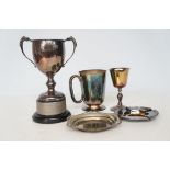 White metal trophy together with an EPNS tankard &