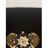 9ct gold ring set with diamond & sapphires Size O