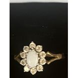 9ct gold ring set with Opal & cz stones Size O