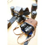 Pentax camera, lenses & pair of binoculars