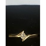 9ct Gold ring set with diamond solitaire Size K