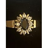 9ct Gold ring set with sapphire & cz stones Size O