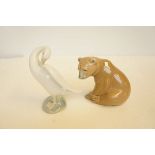 Lladro bear & Lladro swan