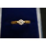 18ct Gold solitaire diamond ring Size N