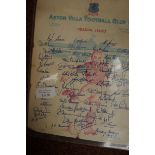 Aston Villa football club season 1956/57 autograph