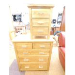 Modern set of oak drawers & matching bedside cabin