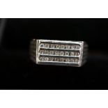 Gents 9ct White gold ring set with paved diamonds