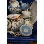 Box of ceramics to include crown derby Wedgwood &