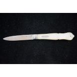 Victorian silver & mother of pearl fruit knife wit