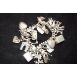 Silver charm bracelet - 21 charms