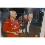 Large framed photograph Eric Cantona & Alex Fergus