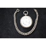 Silver fob watch together with a part silver alber