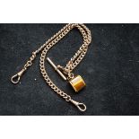Gents gold plated double albert watch chain