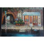 Unframed oil on canvas possibly venice scene, indi