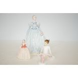 2x Coalport figures & Royal Worcester child baller