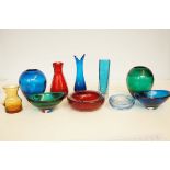 Collection of coloured glass ware majority white f