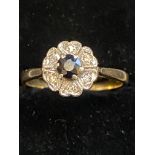 9ct Gold ring set with sapphire & diamonds Weight