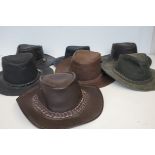 7x Australian hats - 4 original leather