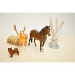 2 Beswick horses, Beswick moose together with a sm