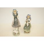 2 Lladro figures (girl with vase flower A/F)