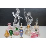 Collection of art glass to include perfume bottles