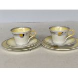 2 Shelley deco trio's cup, saucer & plates