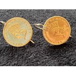 Pair of 1887 USA gold dollar coins made into earri