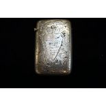Large silver vesta case with inscription dated 190