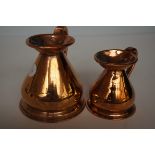 2 copper measuring jugs