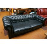 Deep buttoned leatherette 3 seater settee