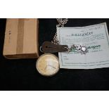 Military pocket watch with silver Albert chain & f