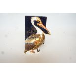 Royal crown derby boxed brown pelican with gold st