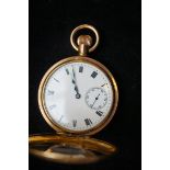 Gold plate half hunter Waltham currently ticking