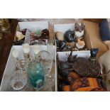 4x boxes of glass ware model animals, metal ware &