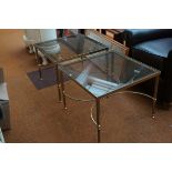 2 Brass & glass side tables