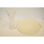 Waterford crystal vase together wth a Belleek plat