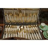 Cased gold plated flatware set