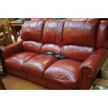Electric reclining leather couch