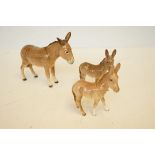 3 Beswick donkeys