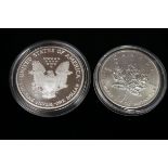 Canadian silver 5 dollar & USA silver 1 dollar