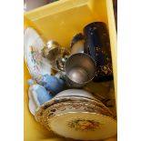 Box of glass & ceramics to include anniversary clo