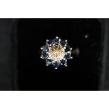 9ct gold ring set with sapphires & diamonds Size O