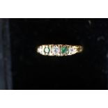 9ct gold ring set with green & cz stones Size Q We