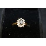 9ct god ring set with sapphires & cz stones Size O