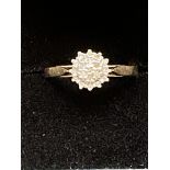 9ct gold diamond cluster ring Size K