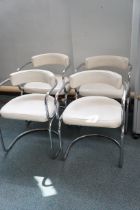 4x Retro upholstered & tubed chrome chairs