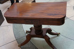 Victorian mahogany folding card table, raised on b