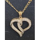9ct gold & diamond heart pendant