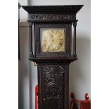 Georgian longcase clock with brass dial & carved d